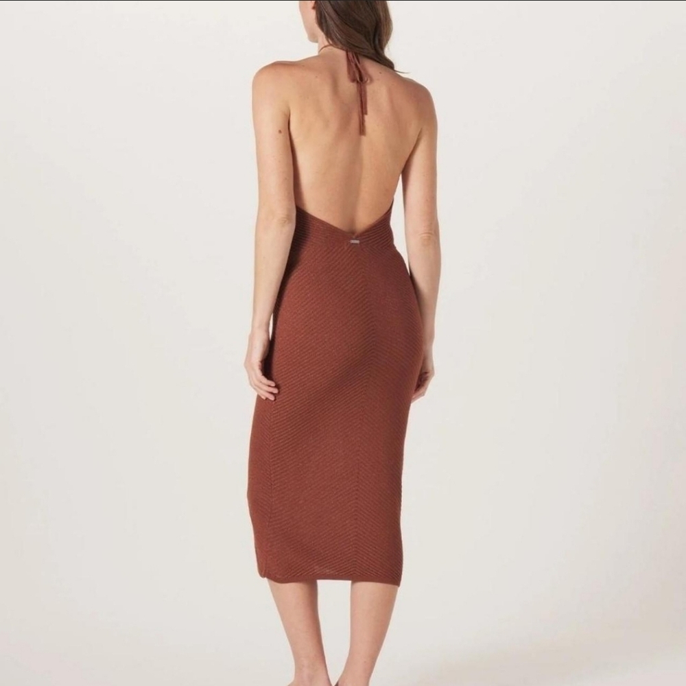 The Normal Brand Rust Brown Halter Midi Dress